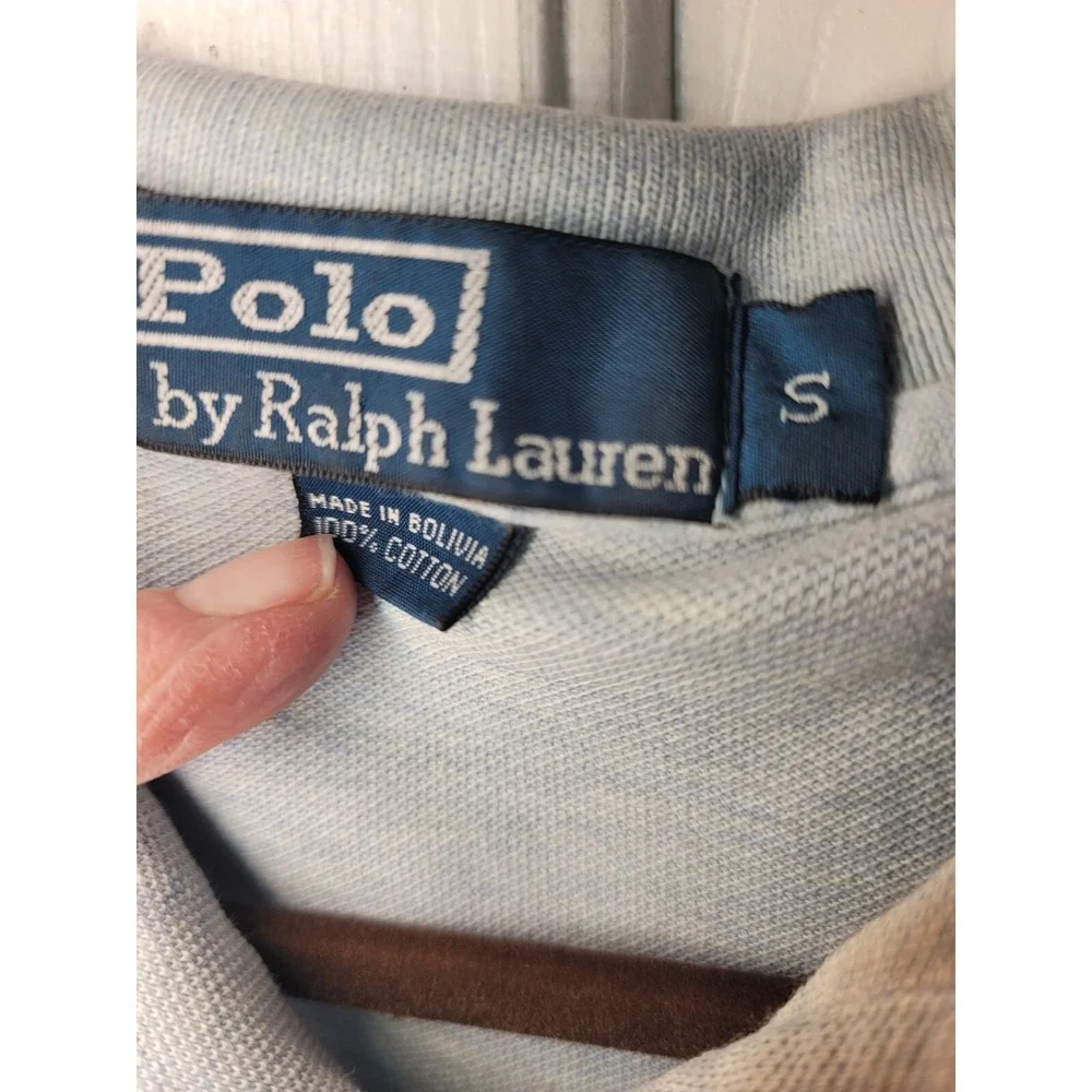 Ralph lauren polo short sleeved Small Heathered bluish gray Yellow Logo SKU85